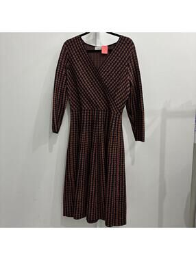 The Fold Houndstooth Long Sleeve Wrap Dress